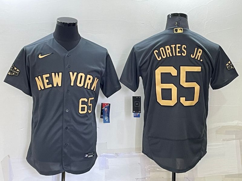 Men New York Yankees 65 Cortes jr Grey 2022 All Star Elite Nike MLB Jerseys